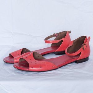 madewell cherry red hole punch sandals